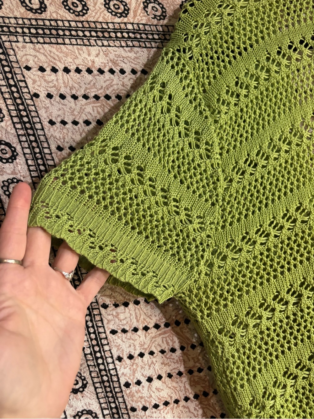 Sweet Kizz Bright Green open knit Cropped Summer Cardigan Size Xl - Picture 6 of 6